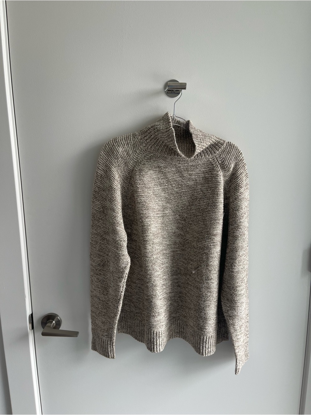Madewell Neutral Heather Gray Knit Funnel Neck Sweater